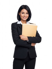 Fototapeta premium Professional woman holding documents isolated on transparent background