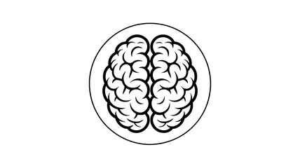 Fototapeta premium Human Brain Illustration in Simple Line Art Style with Black and White Color on Plain White Background for Medical Education
