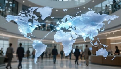 Corporate infographic depicting global business growth strategies modern office environment professional insights dynamic viewpoint