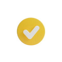 Yellow circle with check mark isolated on transparent background
