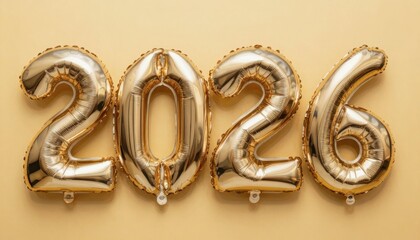 New year's celebration 2026 festive event golden balloons cheerful atmosphere close-up view party concept