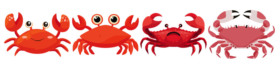 Fototapeta premium crab crustacean marine ocean sea shore beach Flat Vector Illustration on Transparent Background