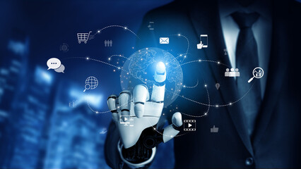 AI-assisted visualization of global communication network, showing data exchange, global connection, digital interaction, and communication network. Vouch