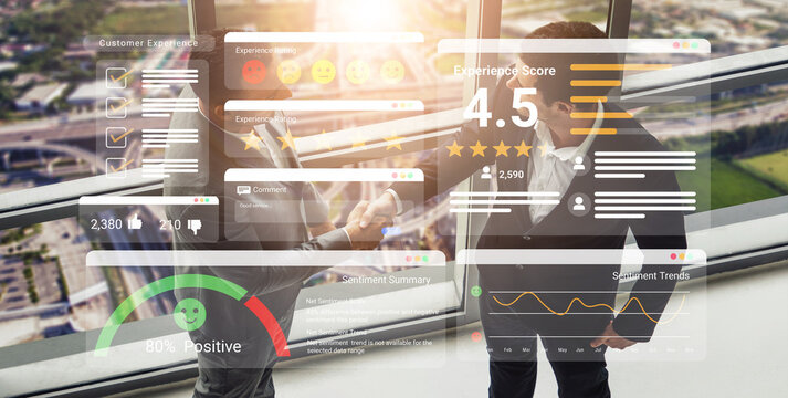Feedback system with ratings, sentiment meter, and charts representing customer satisfaction and experience analysis Parse