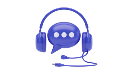 Blue chat headset with a speech bubble communication