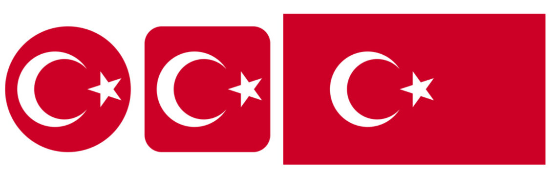 Signs and icons, flags of Turkey on a transparent background. Vector graphics
