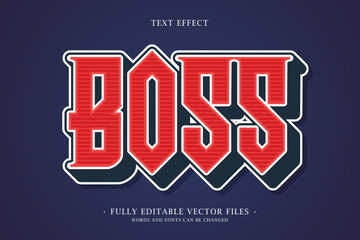 Bold Red Boss Text Effect with Retro Outline