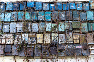 Russia. Samara. Installation from old mailboxes.