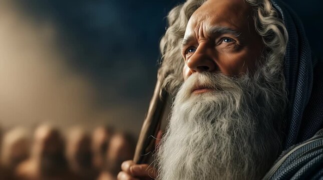 Headshot close up of prophet Moses