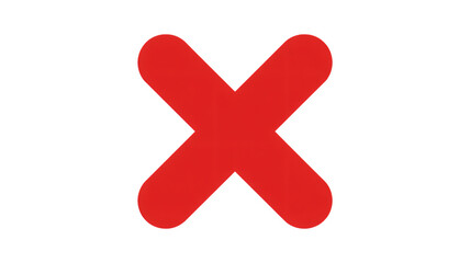 Fototapeta premium Red Cross Symbol in Simple Design with Bold Color on White Background for Warning Sign
