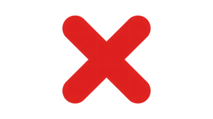 Red Cross Symbol in Simple Design with Bold Color on White Background for Warning Sign