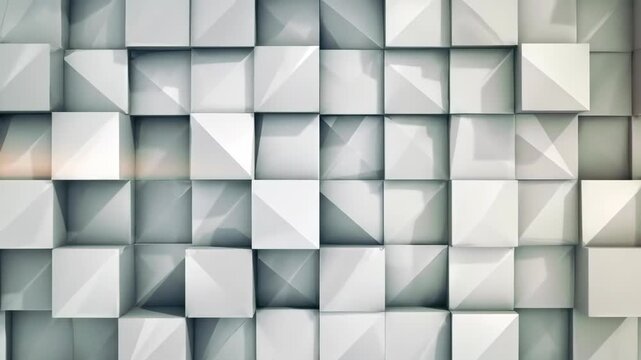 Abstract 3D Geometric Cubes Background Loop - Modern White and Grey Pattern.