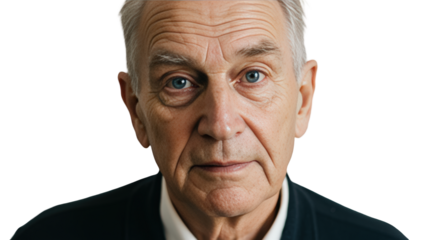 Senior man with surprised expression, Isolated On Transparent Background