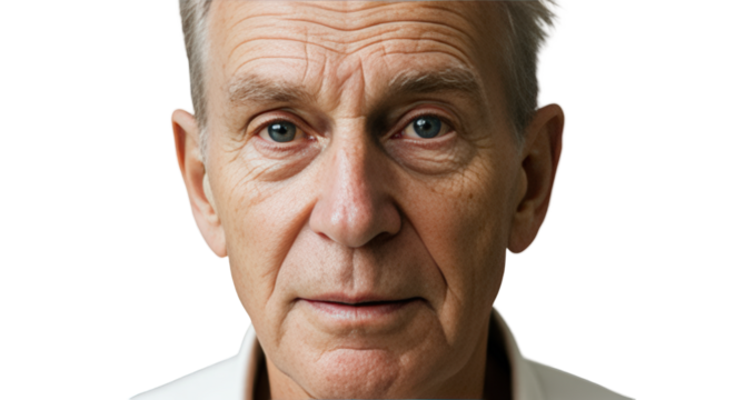 Senior man face close-up, Isolated On Transparent Background - Powered by Adobe