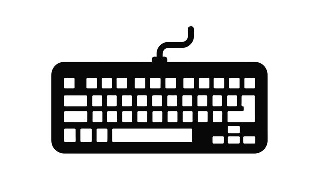 Simple black and white illustration of a computer keyboard a key input device