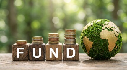 eco friendly investment fund and globe with green nature