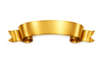Golden ribbon scrolling banner for a premium celebration message, award, luxury event, or winning achievement design