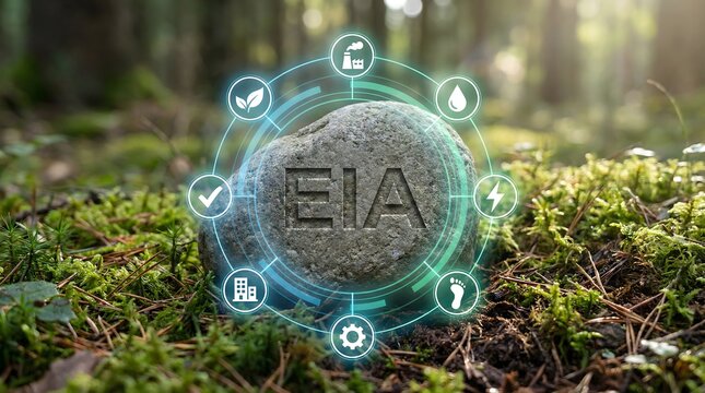 EIA environmental impact assessment stone with icons