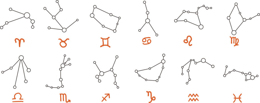constellations of zodiac signs in vector. Element for poster sticker design decoration postcards prints