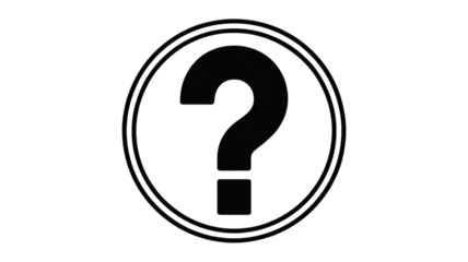 Question mark in double circle icon in black and white minimalist design for web UI