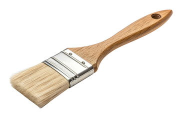 High-quality paint brush with wooden handle and silver metal band