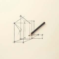 Sketching a Geometric House: Minimalist Line Drawing