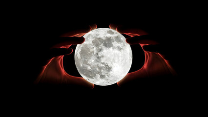 Title:
Full moon framed by stylized red flame eye graphic on black background — surreal lunar eye composition blending astronomy and dramatic graphic design
Tags: