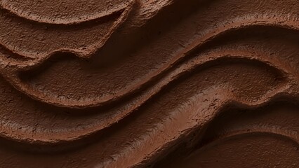 Rich chocolate texture with smooth waves and creamy swirls
