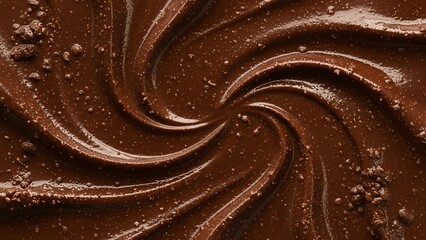 Rich chocolate dessert with smooth swirls and texture