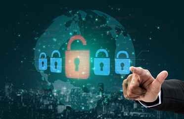 Digital security concept illustrating a cybersecurity breach, with a red unlocked padlock indicating data exposure among secure systems, emphasizing system vulnerability and risk Vouch