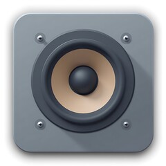 Square Studio Monitor Speaker: Minimalist Beige and Gray Design