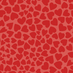 Seamless red heart pattern on pink background, romantic love wallpaper