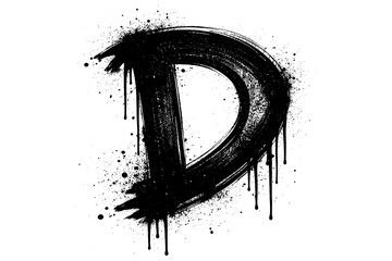 Dripping paint alphabet art: bold grunge letter d with splatter effect
