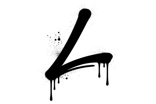 Graffiti style dripping letter l with paint splatter