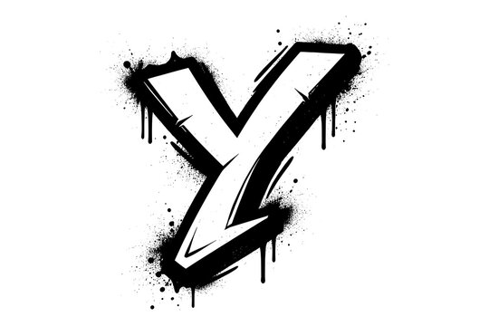 Dynamic graffiti style letter y with paint splatter effect