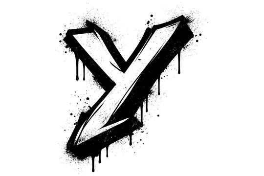 Dripping spray paint letter y with grunge texture