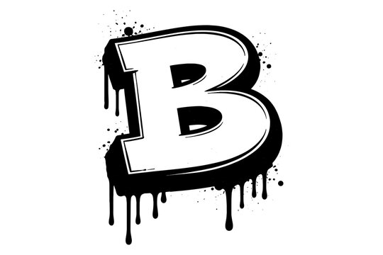 Graffiti style dripping letter b with bold street art design