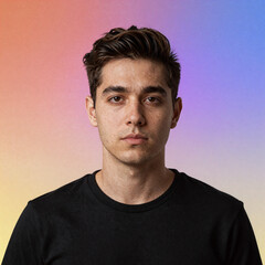 Fototapeta premium Red, blue, and brown autumn leaves adorn a maple tree in fall