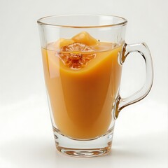 Orange Drink with Ice in Clear Glass Mug