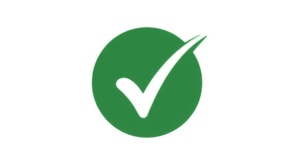 Green checkmark icon in simple flat design with white tick on circular green background for approval symbol © VisionStock