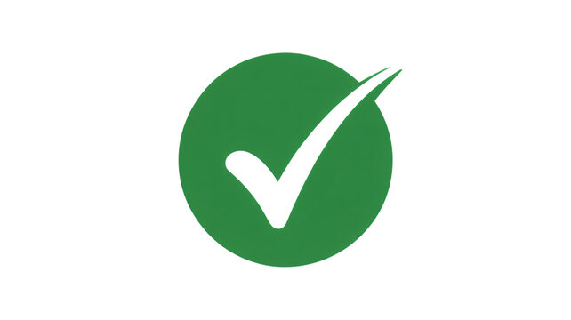 Green checkmark icon in simple flat design with white tick on circular green background for approval symbol