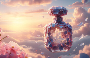 Hydrangea perfume floating in the sunset sky