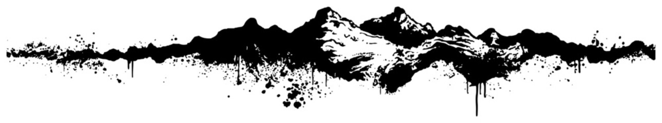Obraz premium Abstract mountain range landscape silhouette with grunge ink splashes