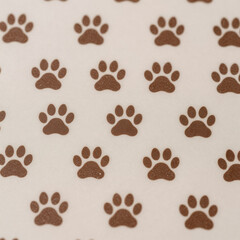 Obraz premium Brown paw print on beige: rustic pet products, charming wrapping paper