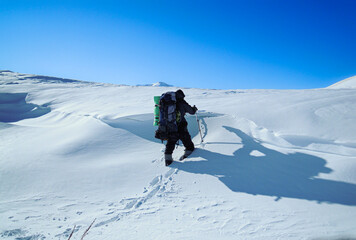 skier on the top of mountain
