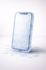 Frozen Smartphone in Ice Block