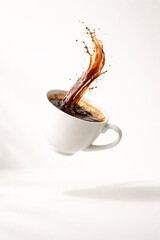Floating Coffee Cup With Dynamic Splash