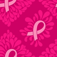 Breast cancer month seamless pink ribbon day mammogram pattern for medical accessories and medicine textiles