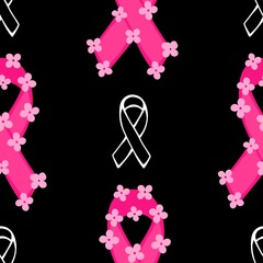 Breast cancer month seamless pink ribbon day mammogram pattern for medical accessories and medicine textiles
