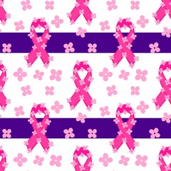 Breast cancer month seamless pink ribbon day mammogram pattern for medical accessories and medicine textiles